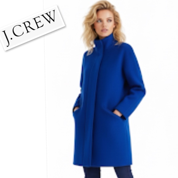 J.CREW Italian Stadium Close Wool Nello Gori Jacket Cocoon Coat Cobalt Blue Sz 6 - Picture 3 of 16